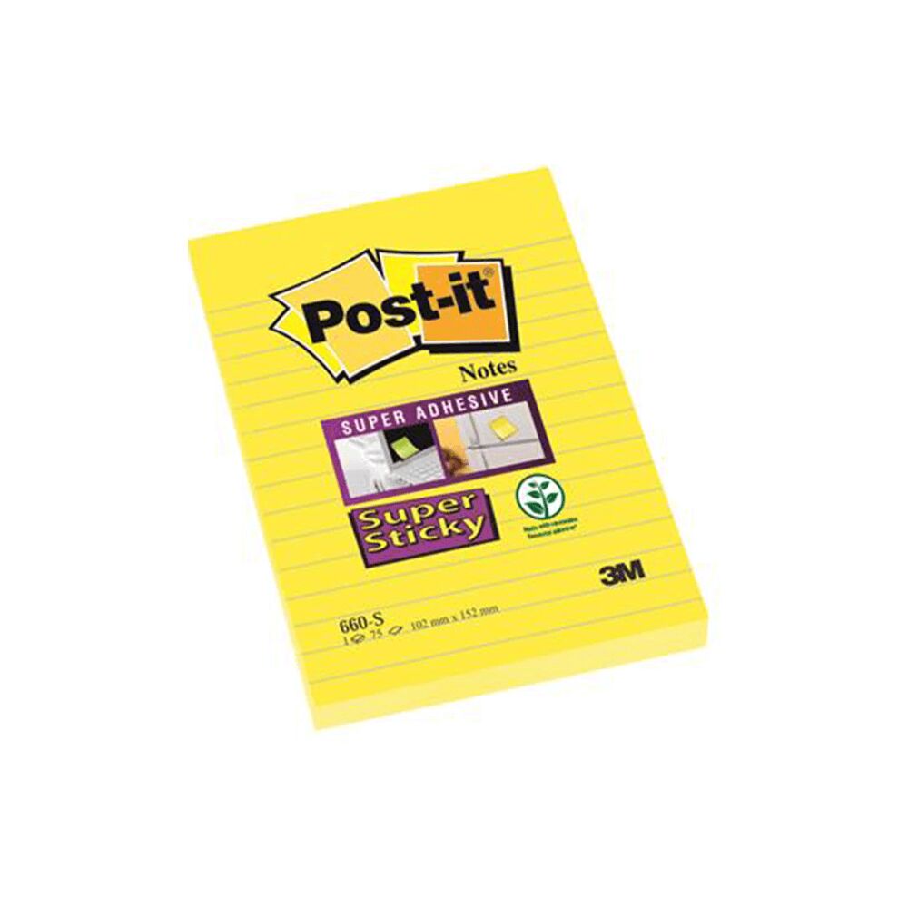 POST-İT 660-S SÜPER SARI NOT KAĞIDI 102X152 90YP ÇİZGİLİ