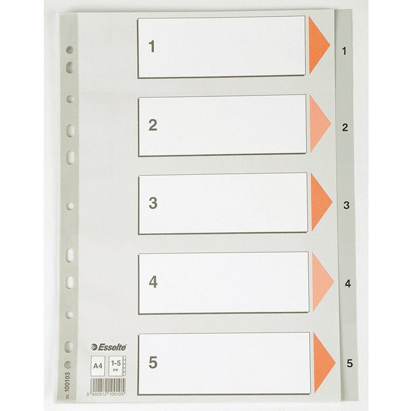 ESSELTE 100103 SEPERATÖR A4 1-5 RAKAM GRİ